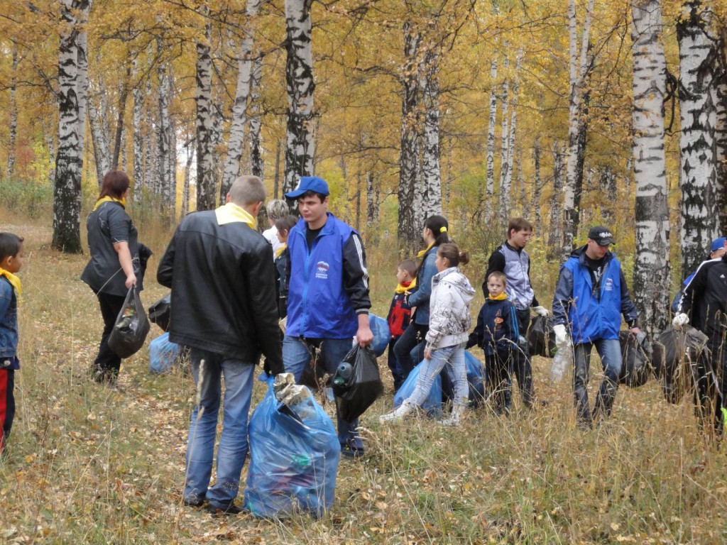 Волонтёры очищают лес от мусора